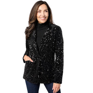 Joan Rivers Black Sequin Blazer